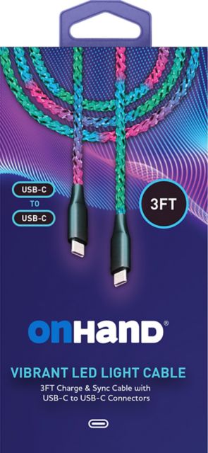 OnHand Vibrant LED Light Charge & Sync Cable, - ONLINE ONLY